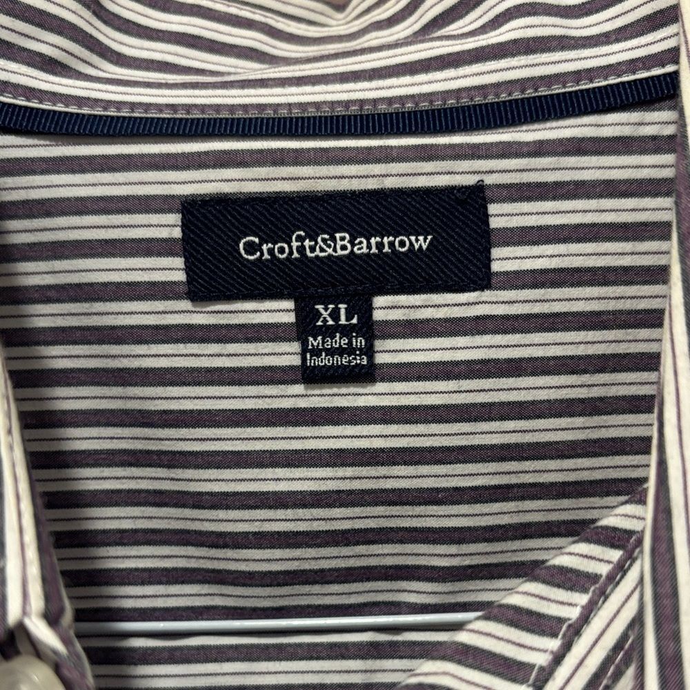Croft & Barrow Black and White Striped Casual Shirt - Picture 2 of 3